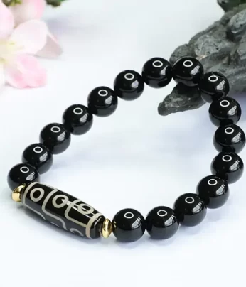 ‌Tibetan Jewelry‌ Nine-Eye Dzi & Black Onyx Energy Bracelet