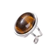‌oval agate and tiger's eye titanium steel ring