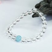 natural clear quartz beaded bracelet & aquamarine charm bracelet