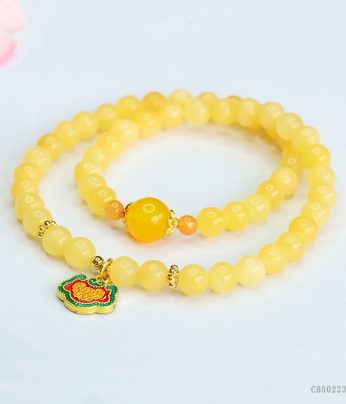 natural yellow agate double wrap bracelet