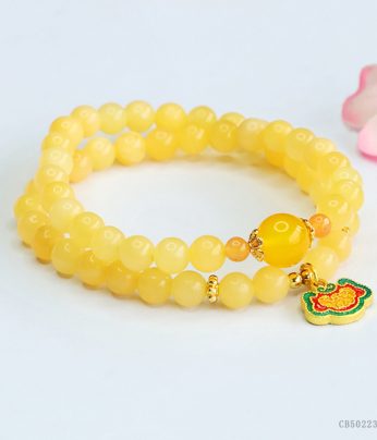 natural yellow agate double wrap bracelet