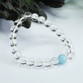 natural clear quartz beaded bracelet & aquamarine charm bracelet