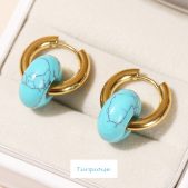 rose quartz tiger's eye black onyx beads blue turquoise‌ titanium alloy earrings