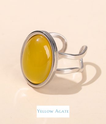 ‌oval agate and tiger's eye titanium steel ring