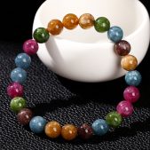 high quality tourmaline colored chalcedony bracelet