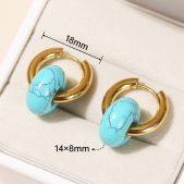 rose quartz tiger's eye black onyx beads blue turquoise‌ titanium alloy earrings