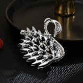 ‌elegant and fashionable crystal blue red ombré swan brooch for winter coats