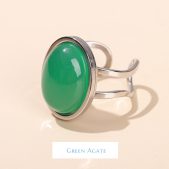 ‌oval agate and tiger's eye titanium steel ring