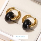 rose quartz tiger's eye black onyx beads blue turquoise‌ titanium alloy earrings