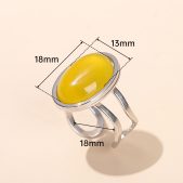 ‌oval agate and tiger's eye titanium steel ring