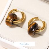 rose quartz tiger's eye black onyx beads blue turquoise‌ titanium alloy earrings