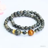 natural tiger's eye beaded bracelet & black onyx double wrap bracelet