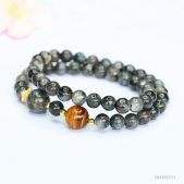 natural tiger's eye beaded bracelet & black onyx double wrap bracelet