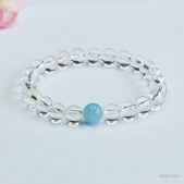 natural clear quartz beaded bracelet & aquamarine charm bracelet